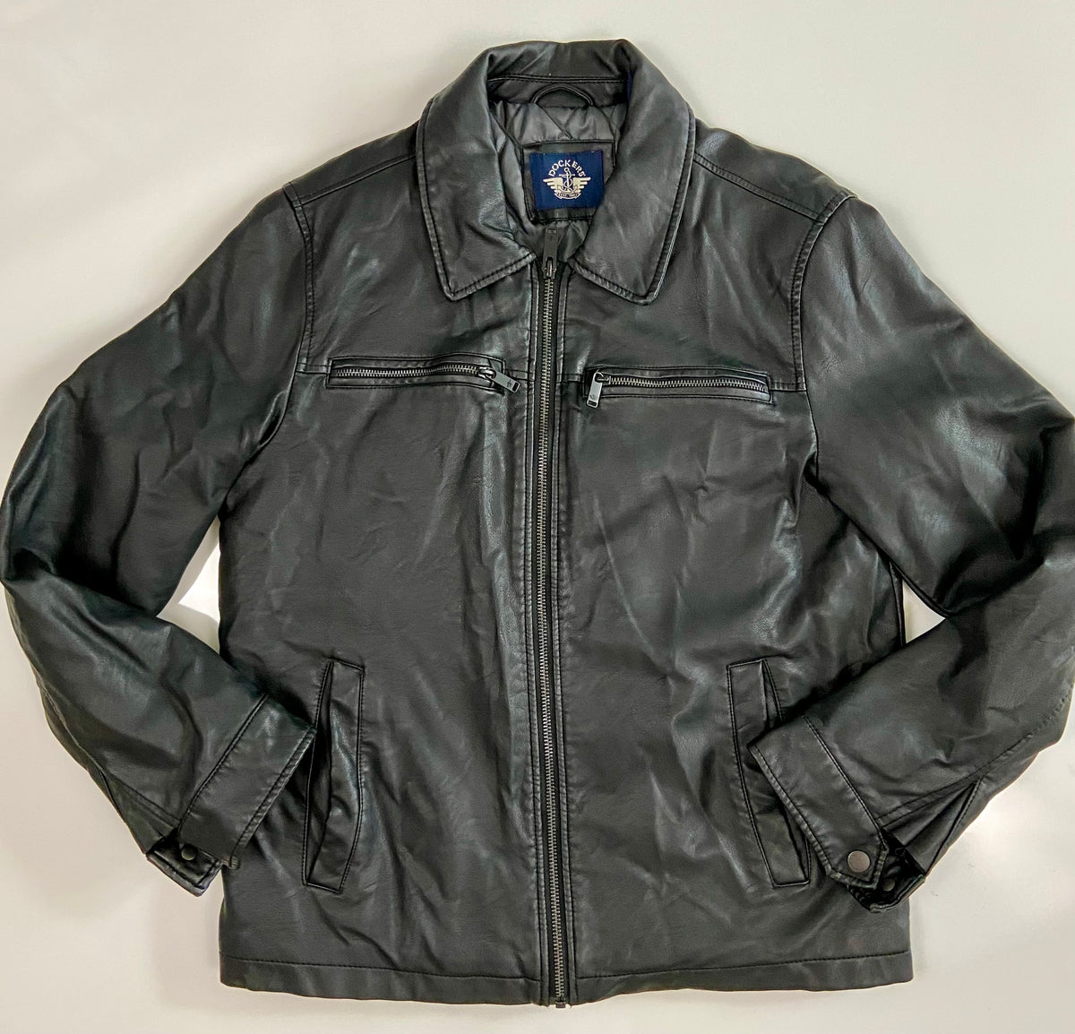 Dockers black leather jacket Holy Thrift