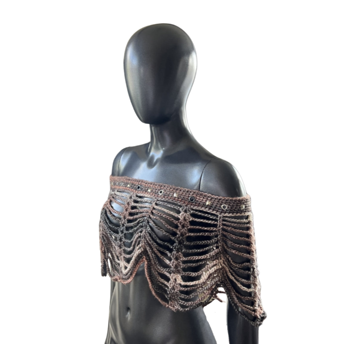 Studded Mesh Crochet Shawl (S/M)