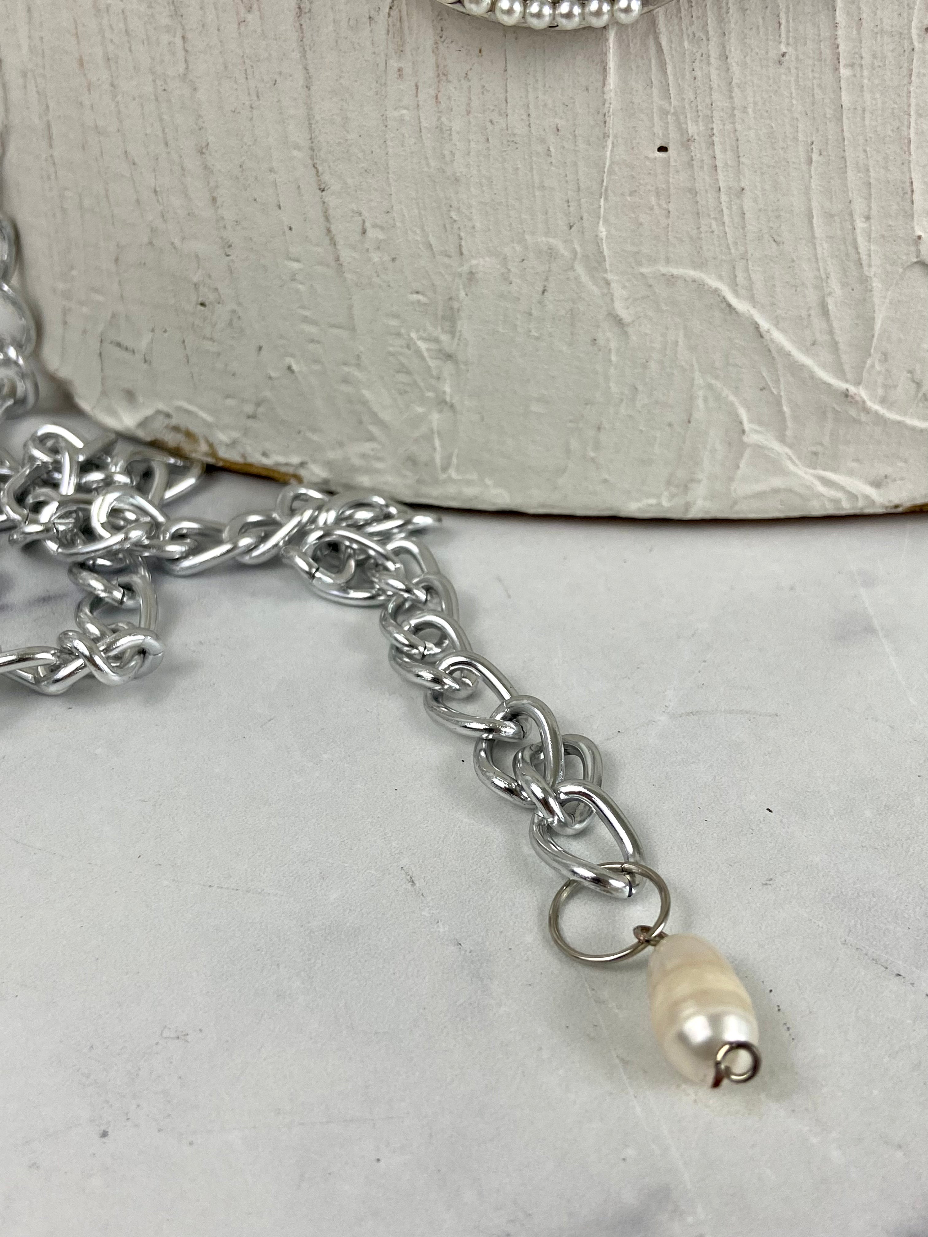 Pearl and silver waist belt