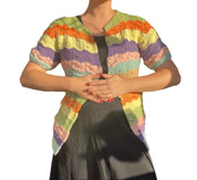 Vintage Wavy Rainbow Knit Sweater Top (M)