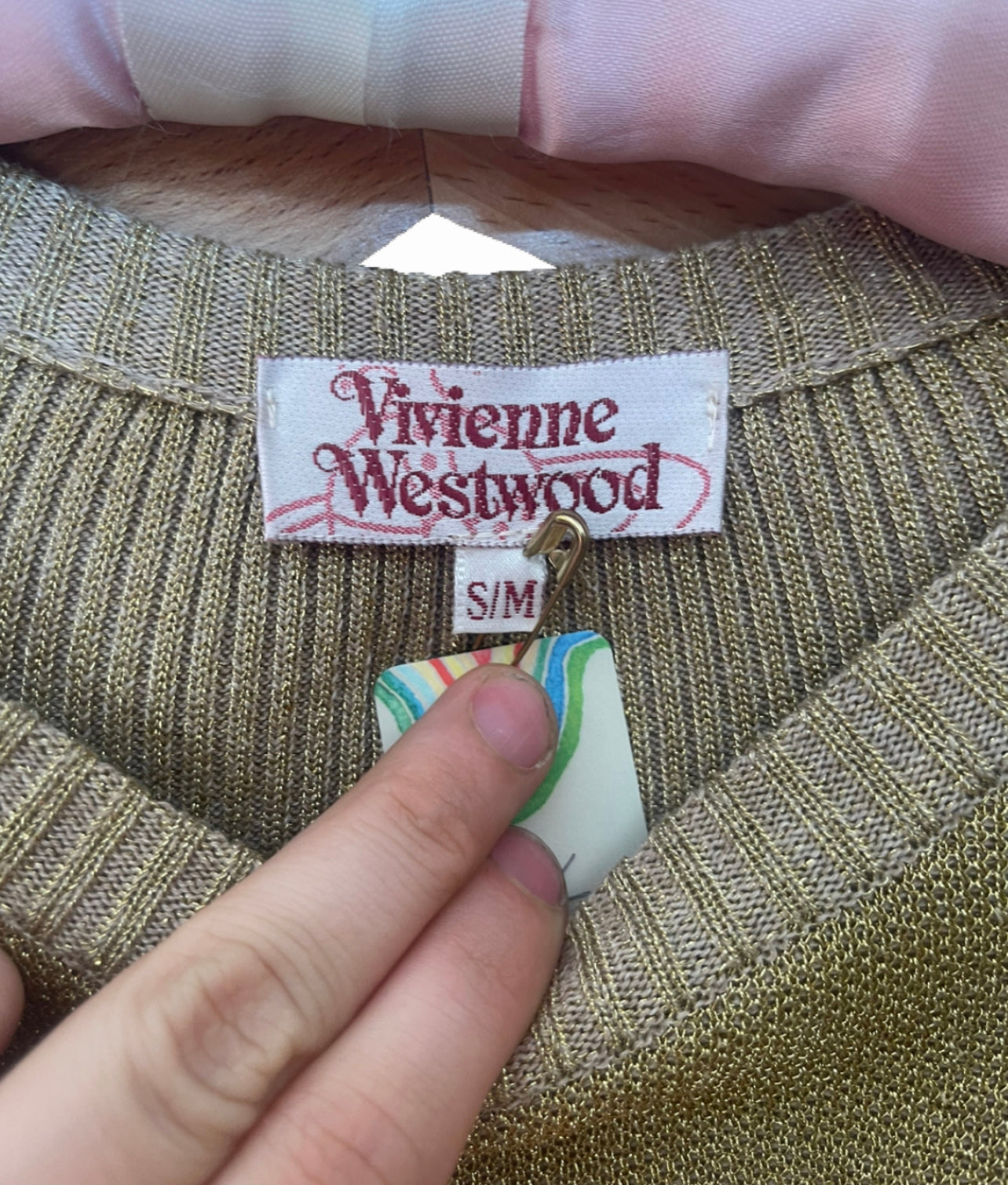 2010 Collection Vivienne Westwood Glittery Gold & Red Body Swirls Sweater (S/M/L)