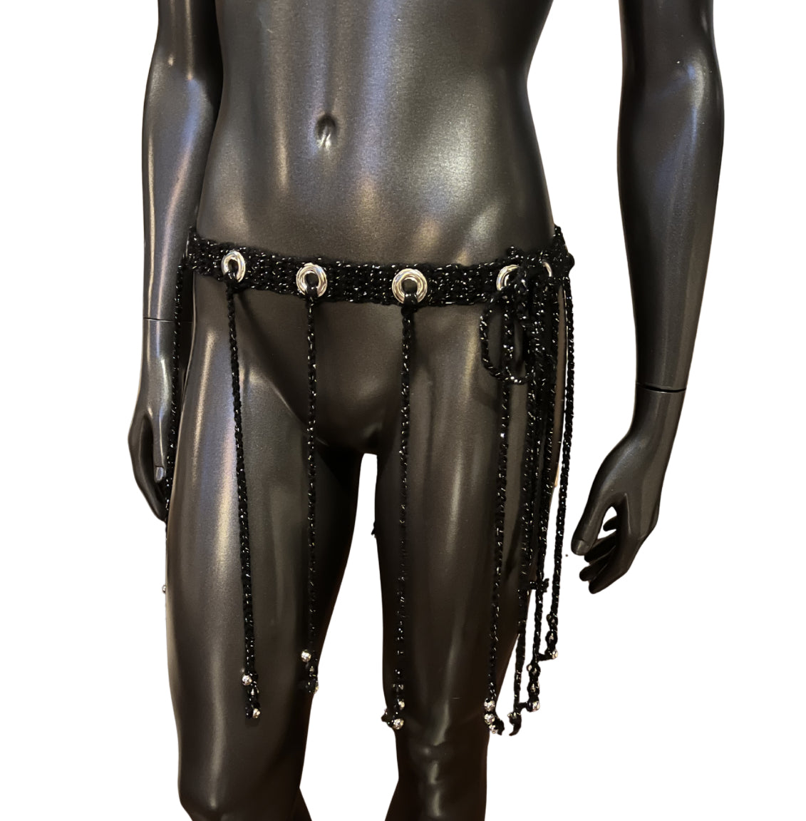 Crochet Grommet Fringe Belt (S/M)