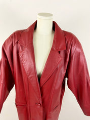 NEW Vintage Red leather trench long coat