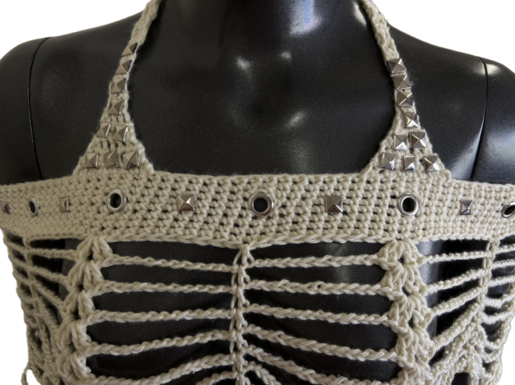 Studded Mesh Crochet Shawl (S/M)