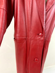 NEW Vintage Red leather trench long coat