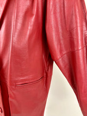 NEW Vintage Red leather trench long coat