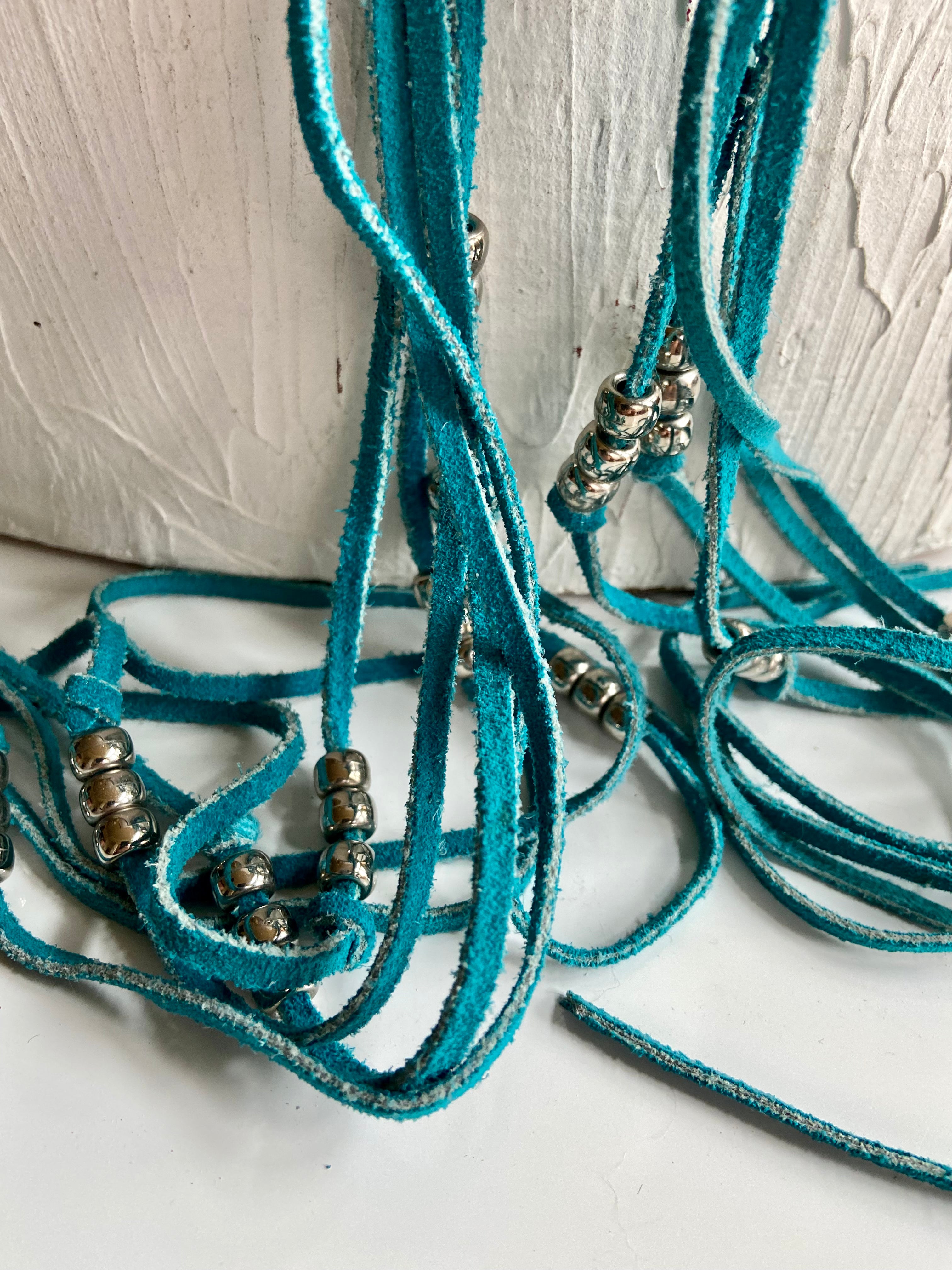 Turquoise suede leather belt