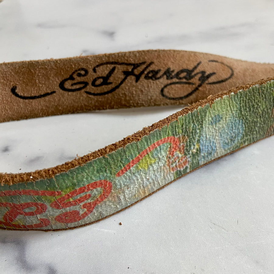 Awesome Vintage Ed Hardy Belt Never Worn Genuine Leather & 