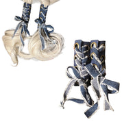 Denim Leather Pigtail Hair Wraps