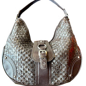 brown faux leather look hobo purse