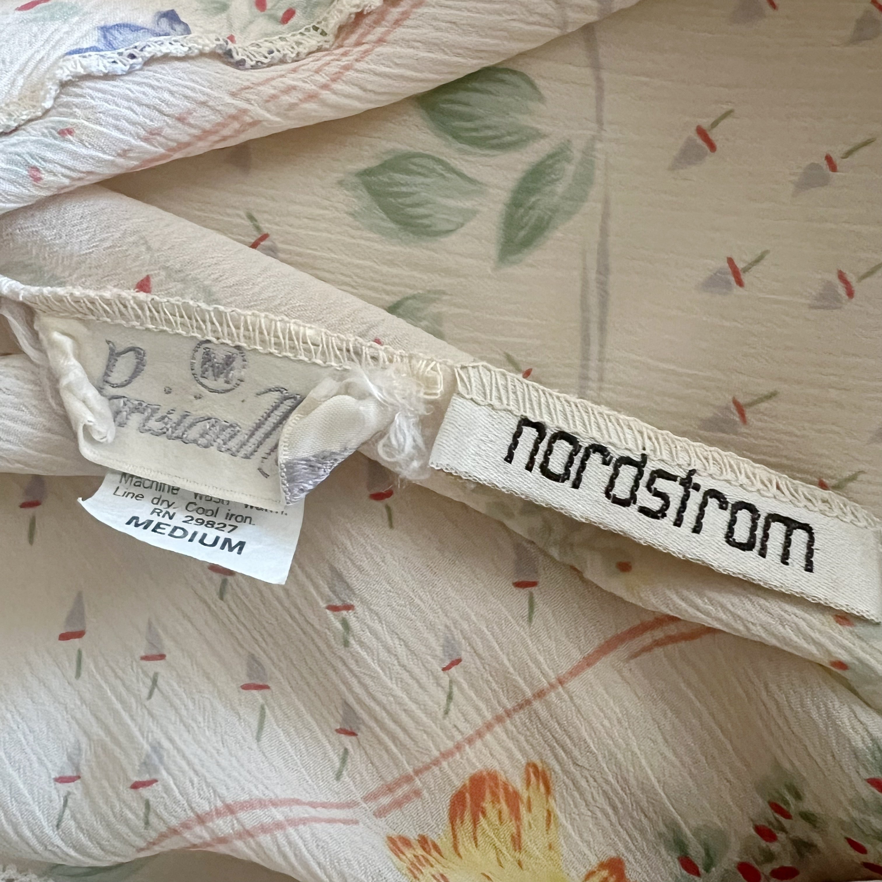 Vintage Sheer Floral Maxi Slip Dress (S/M)