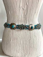 Turquoise suede leather belt
