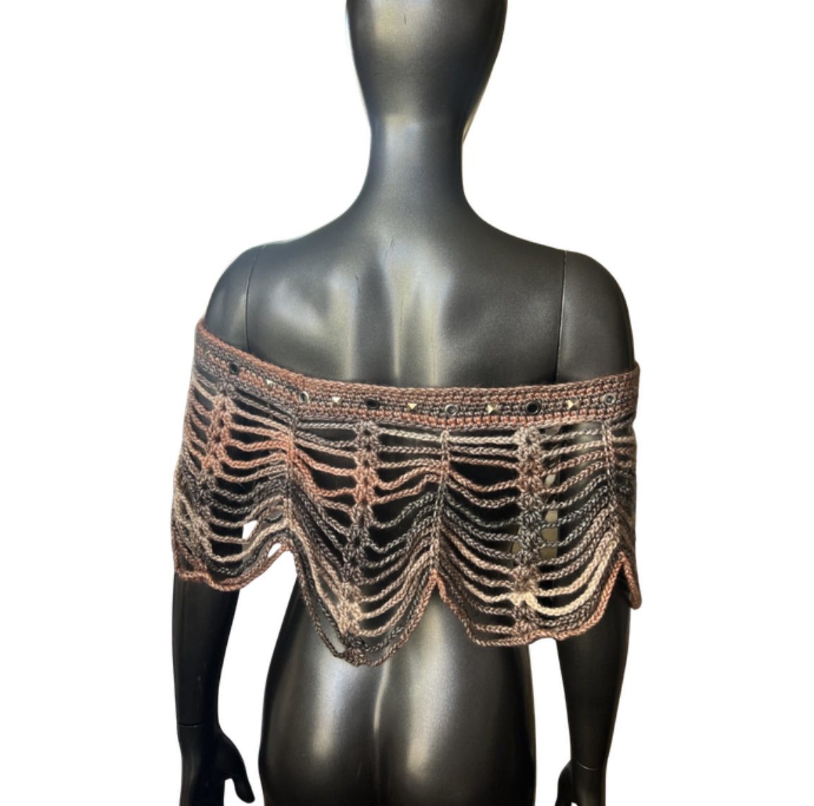 Studded Mesh Crochet Shawl (S/M)