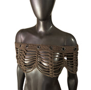 Olive Green Mesh Grommet Shawl (S/M)