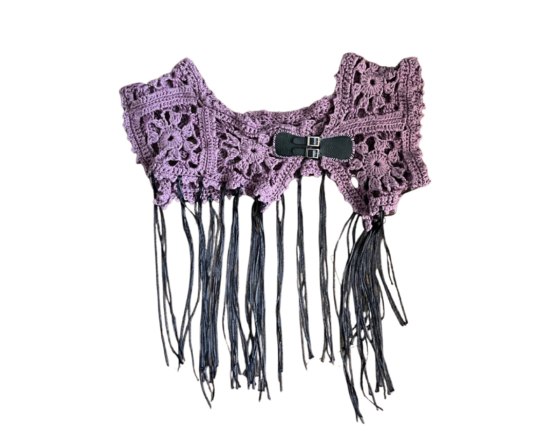 Granny Square Fringe Crochet Shawl (M/L)