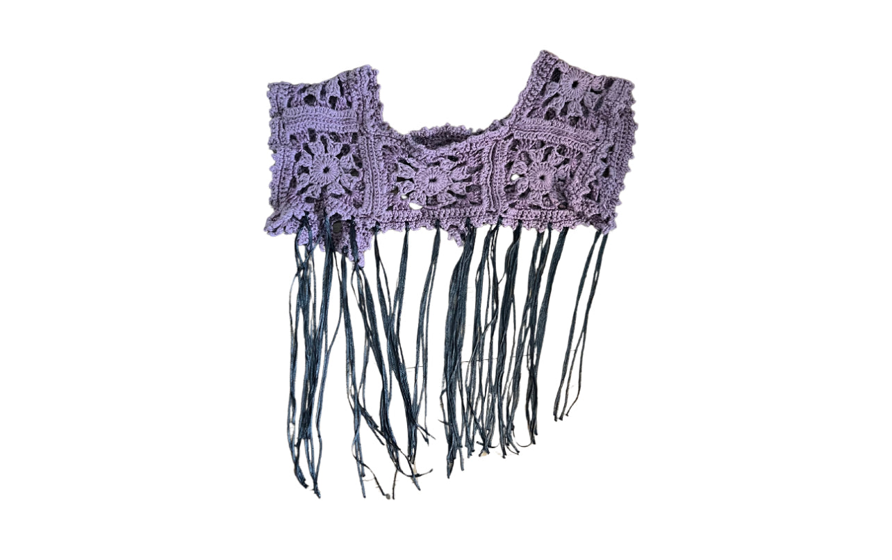 Granny Square Fringe Crochet Shawl (M/L)