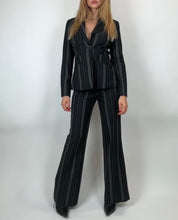 90's Charcoal Striped Blazer Pant Suit Set (S)