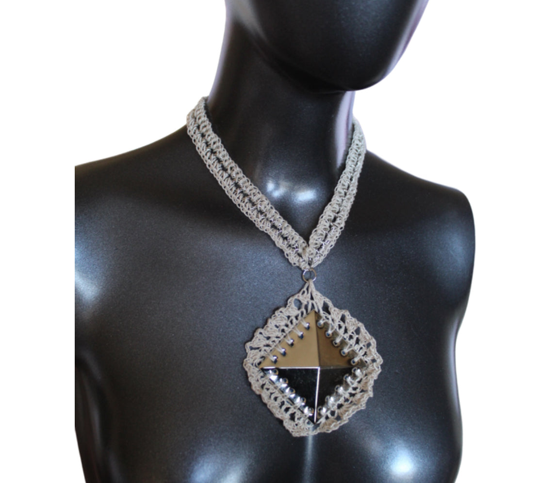 Crochet Pyramid Stud Necklace