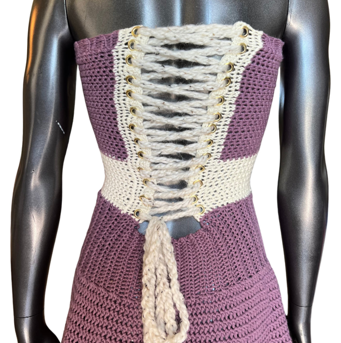 Purple Crochet Marlboro Dress (S/M)