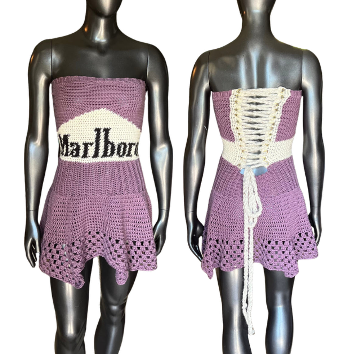 Purple Crochet Marlboro Dress (S/M)