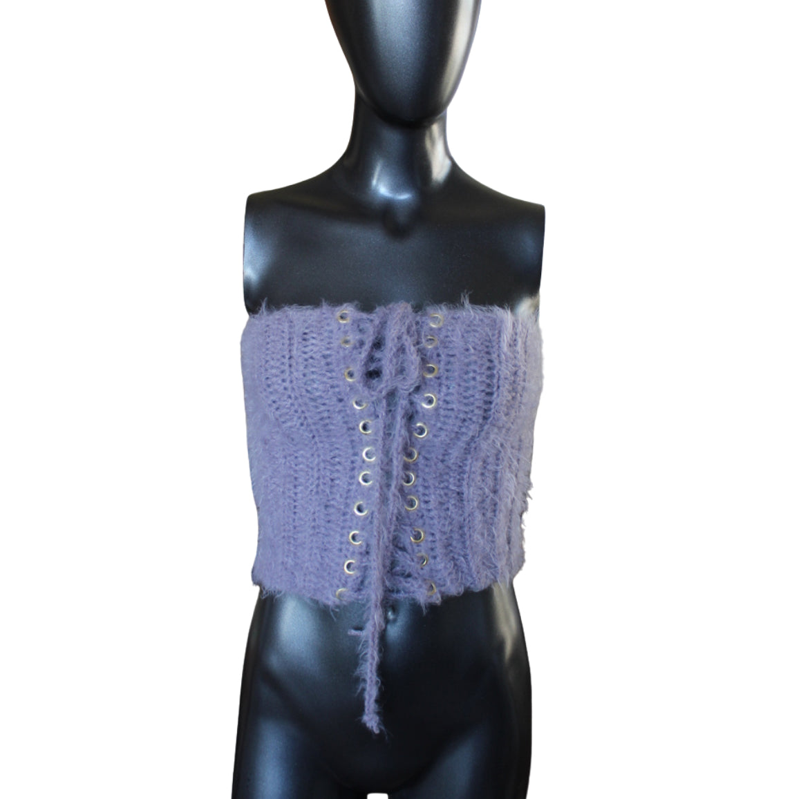 Lace-up Crochet Tube Top (S/M)