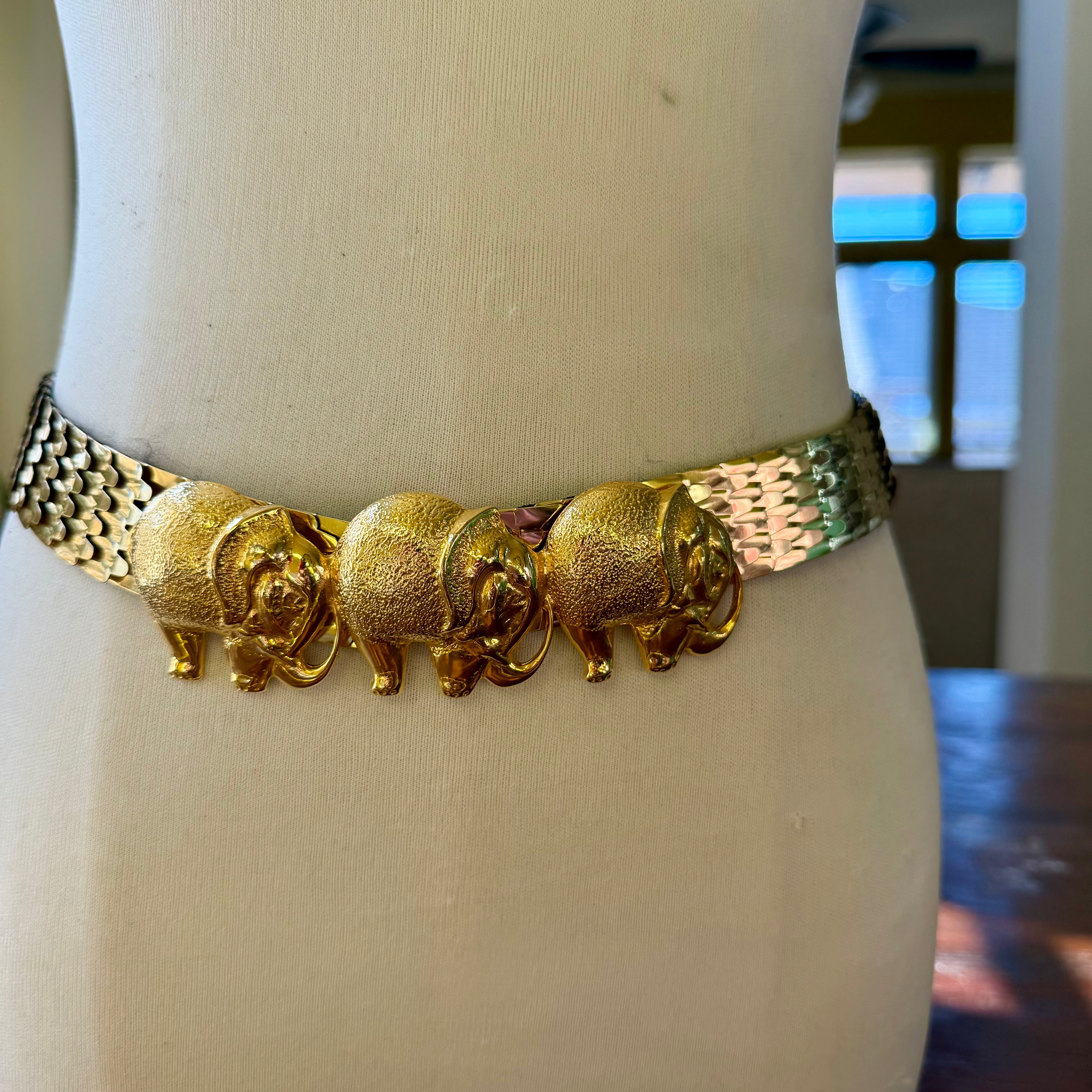 Vintage Gold Elephant Belt