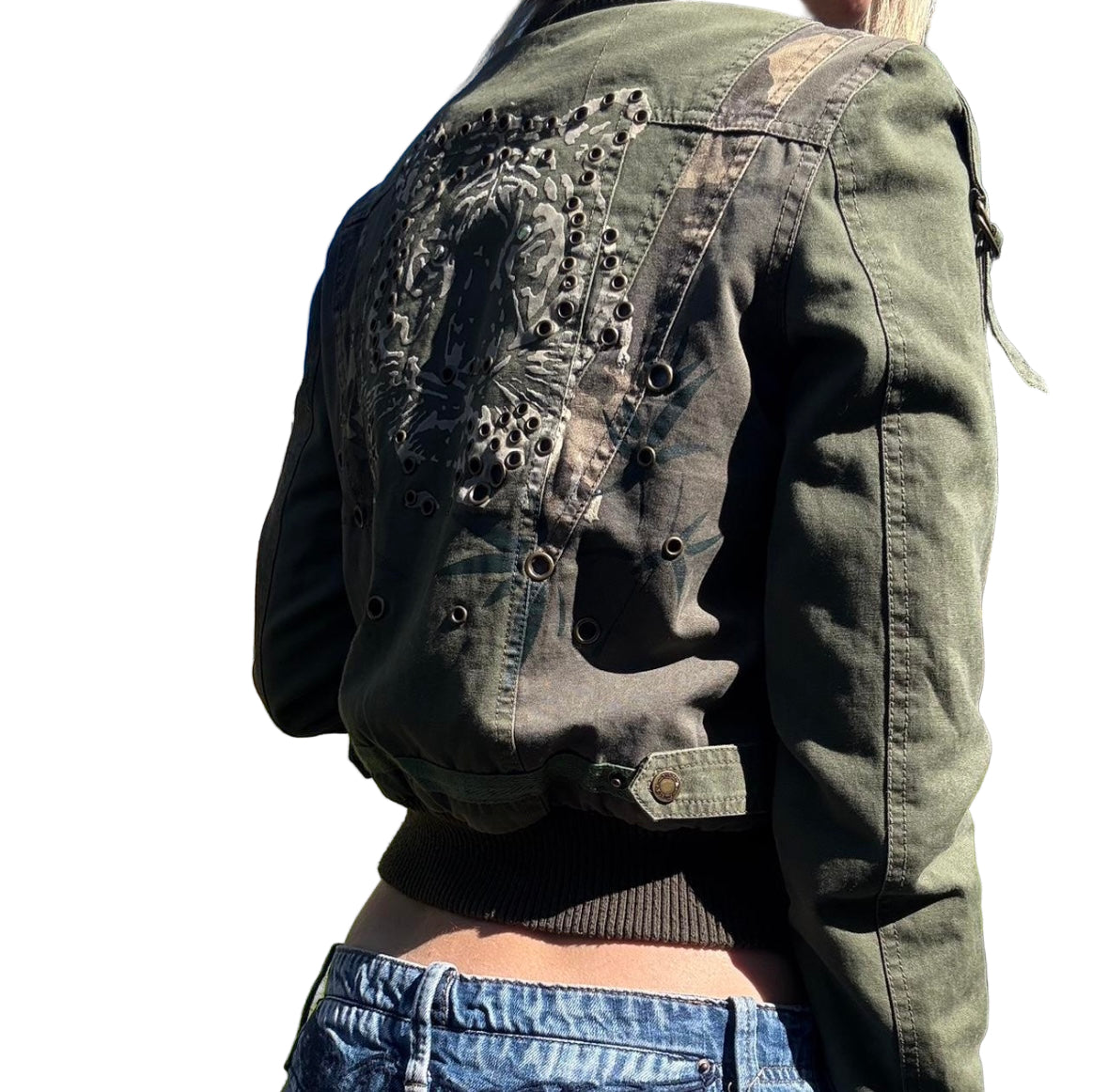 Miss Me Cropped Bomber Jacket (S)