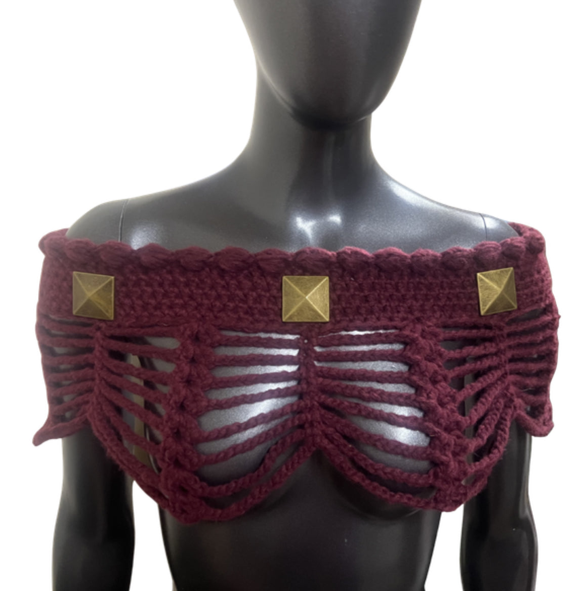 Studded Mesh Crochet Shawl (S/M)
