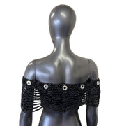 Midnight Glimmer Mesh Crochet Shawl (S/M)