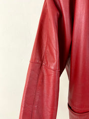 NEW Vintage Red leather trench long coat