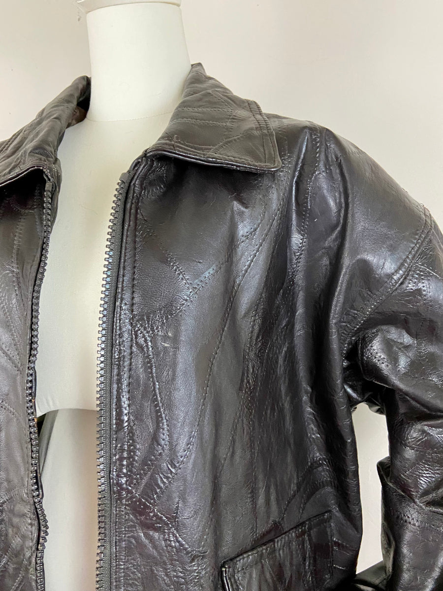 Vintage patchwork leather jacket cheap