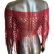 Embellished Crochet Fringe Poncho (M/L)