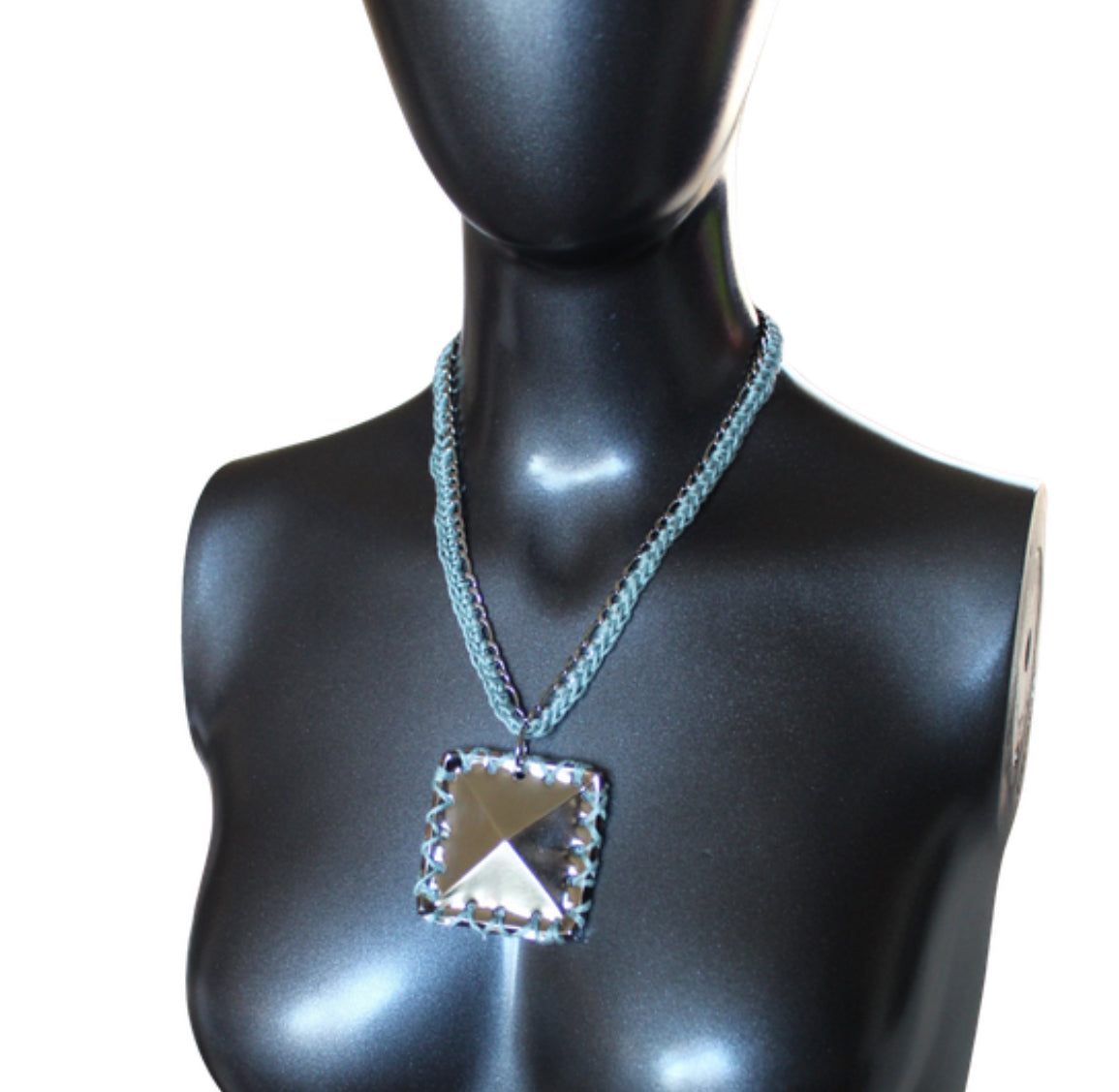 Crochet Pyramid Stud Necklace