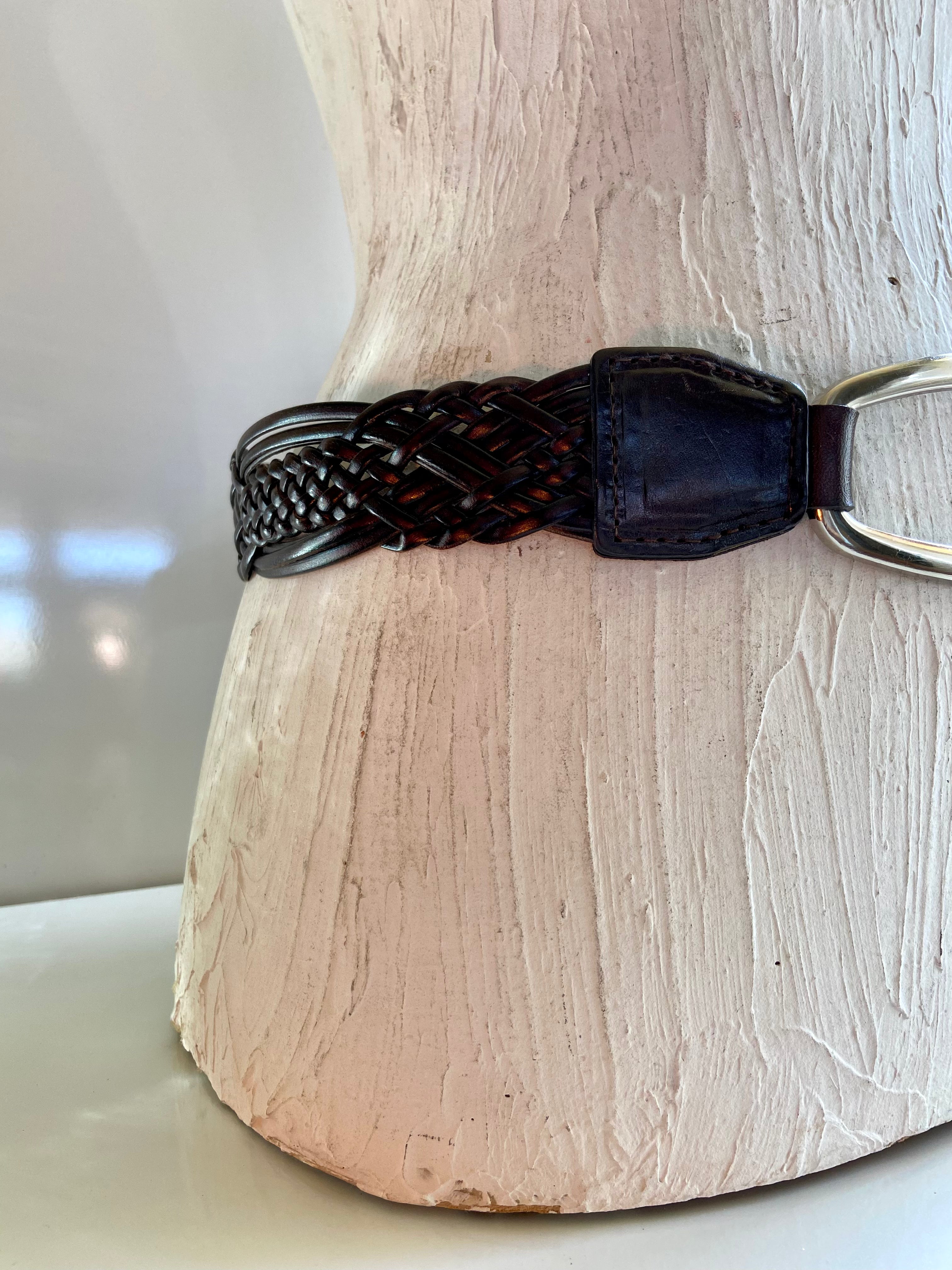 Brown breaded Leather belt