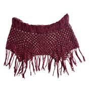 Embellished Crochet Fringe Poncho (M/L)