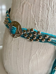 Turquoise suede leather belt