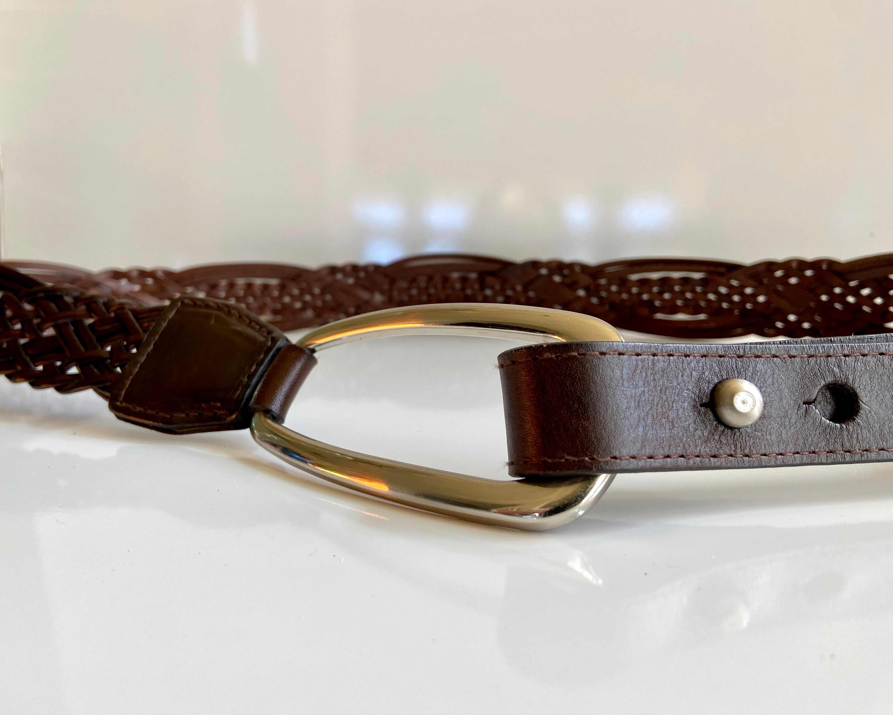 Brown breaded Leather belt