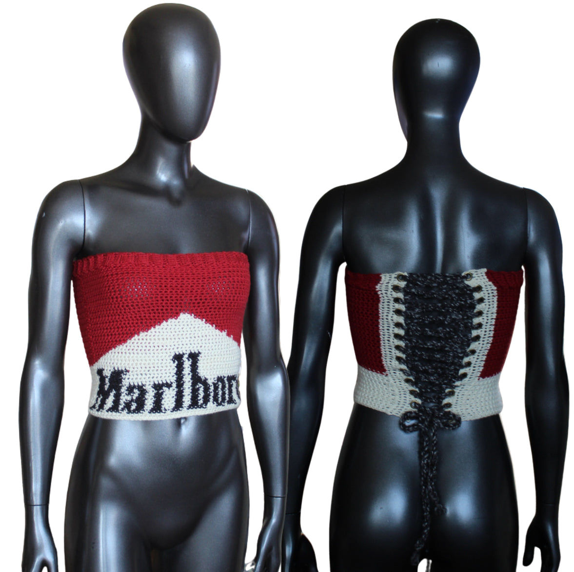 Crochet Corset Marlboro Reds Top (XS/S)