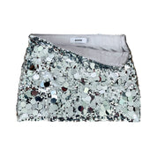 Danielle Guizio Silver Sequin Low Rise Skirt (XS)