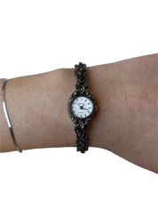 Ornate Gunmetal Dainty Watch