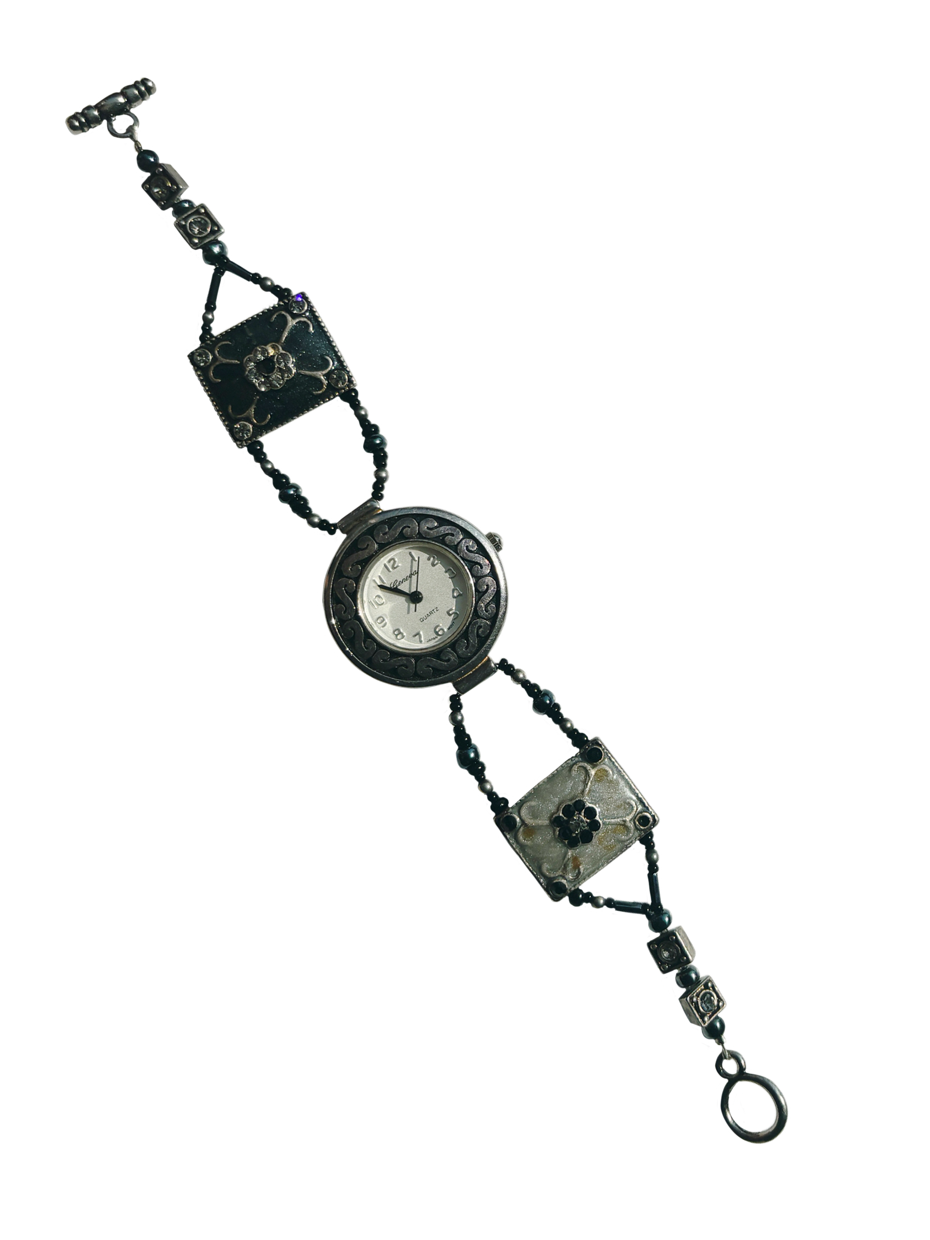 Dark Beaded Toggle Watch