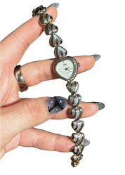 Silver and Pearl Dial Hearts Watch