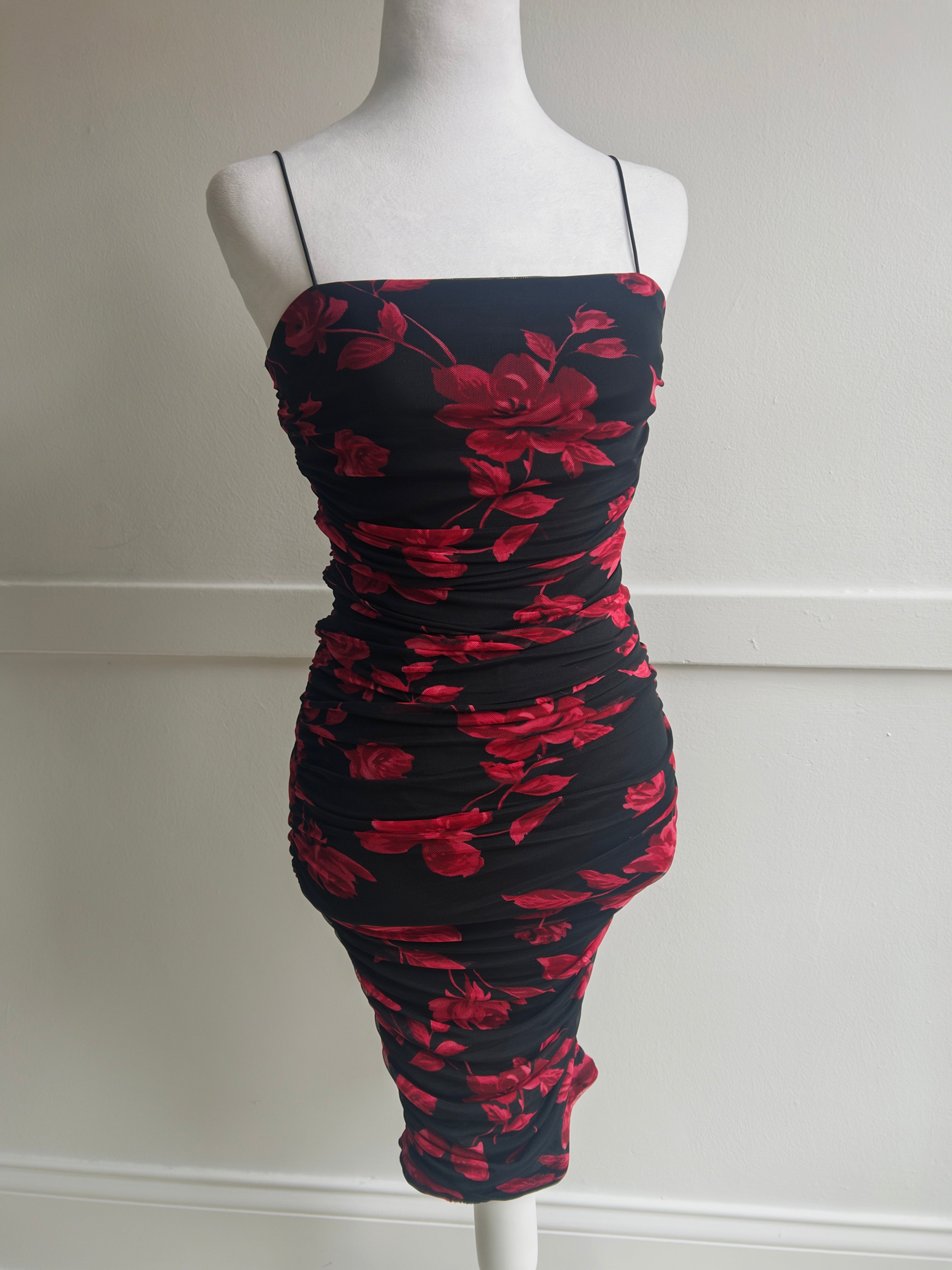 Vintage 1990s Floral Ruched Bodycon Dress (XS/S) – Holy Thrift