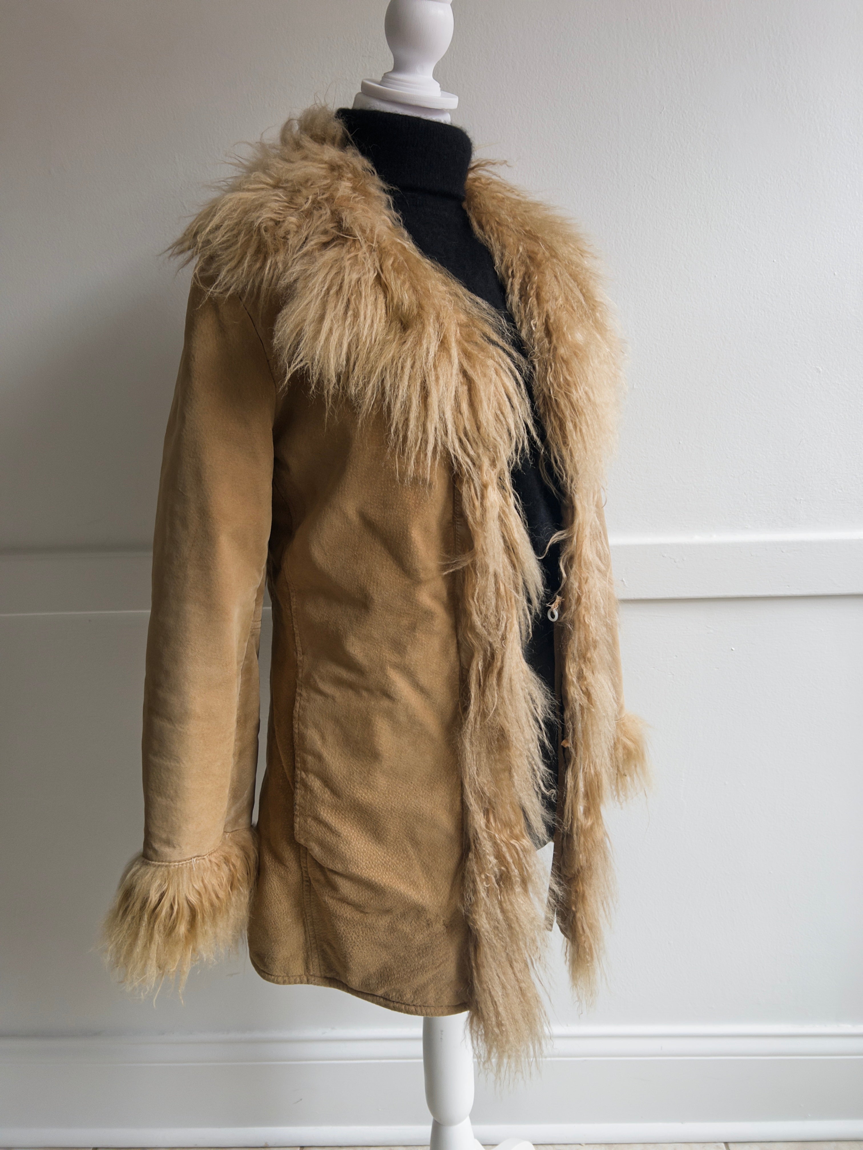 Vintage 1990s Penny Lane Mongolian Fur Coat (S/M)