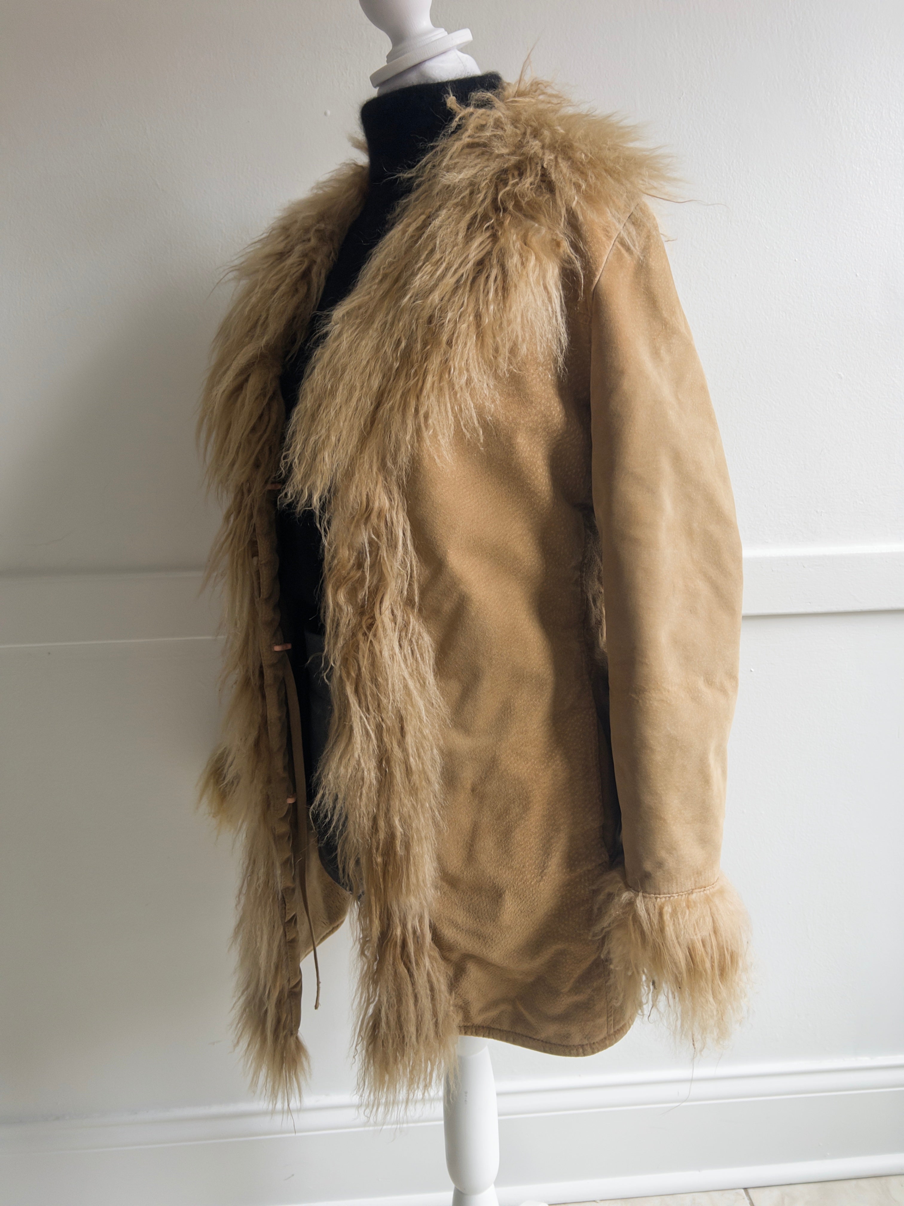 Vintage 1990s Penny Lane Mongolian Fur Coat (S/M)