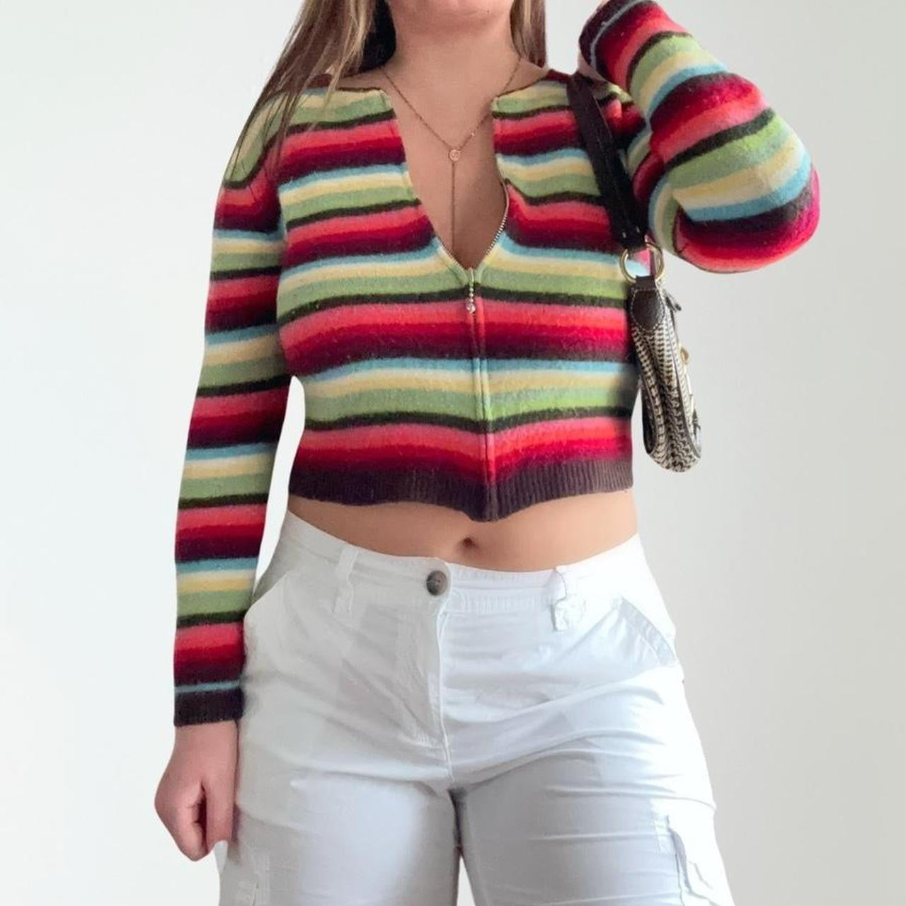 Striped Crop Long Sleeve Top