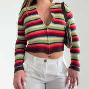 Striped Crop Long Sleeve Top
