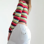 Striped Crop Long Sleeve Top