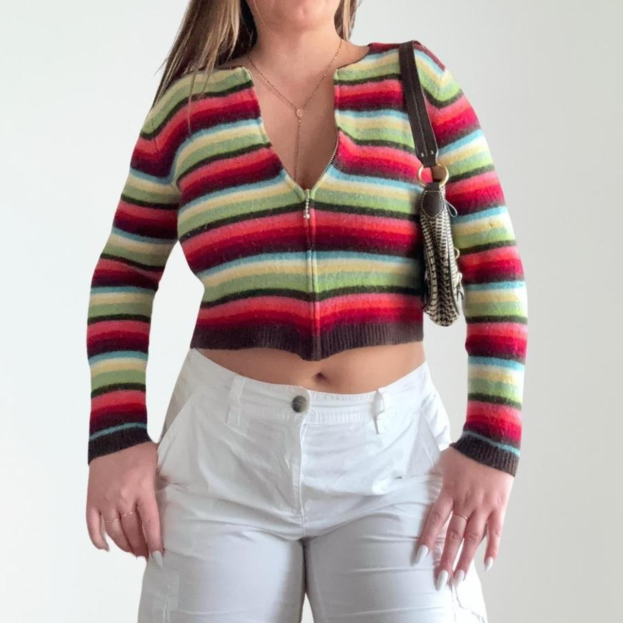Striped Crop Long Sleeve Top