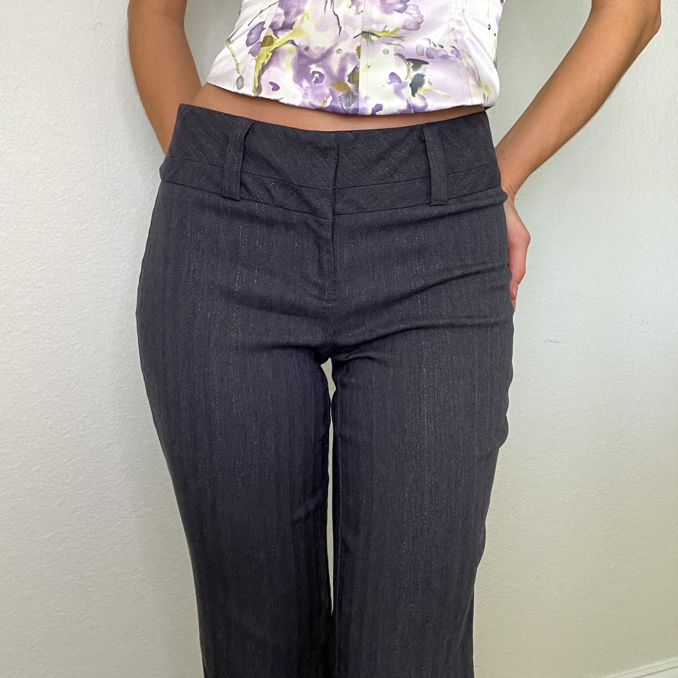 Grey Glitter Low Rise Trousers